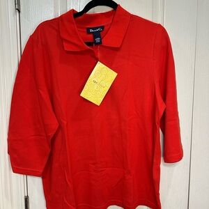 Denim&Co Red Womens Polo Shirt